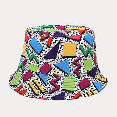 Geometric Print Double Sided Bucket Hat Outdoor Sun Hat