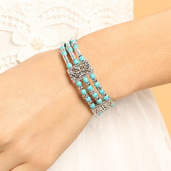 Boho Beaded Bracelet Feather Pendant Hand Jewelry