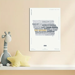 Iowa State Letter Map Stickers for Children - Modern Typography Art Series
