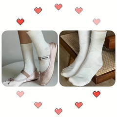 Heart Print Socks Breathable Textured Women's Stockings