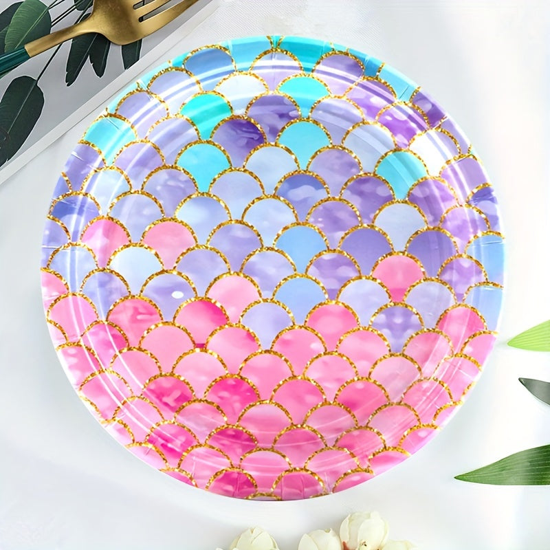 Ocean Mermaid Theme Party Dinnerware Dessert Buffet Cake Lunch Dinner Plates