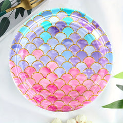 Ocean Mermaid Theme Party Dinnerware Dessert Buffet Cake Lunch Dinner Plates
