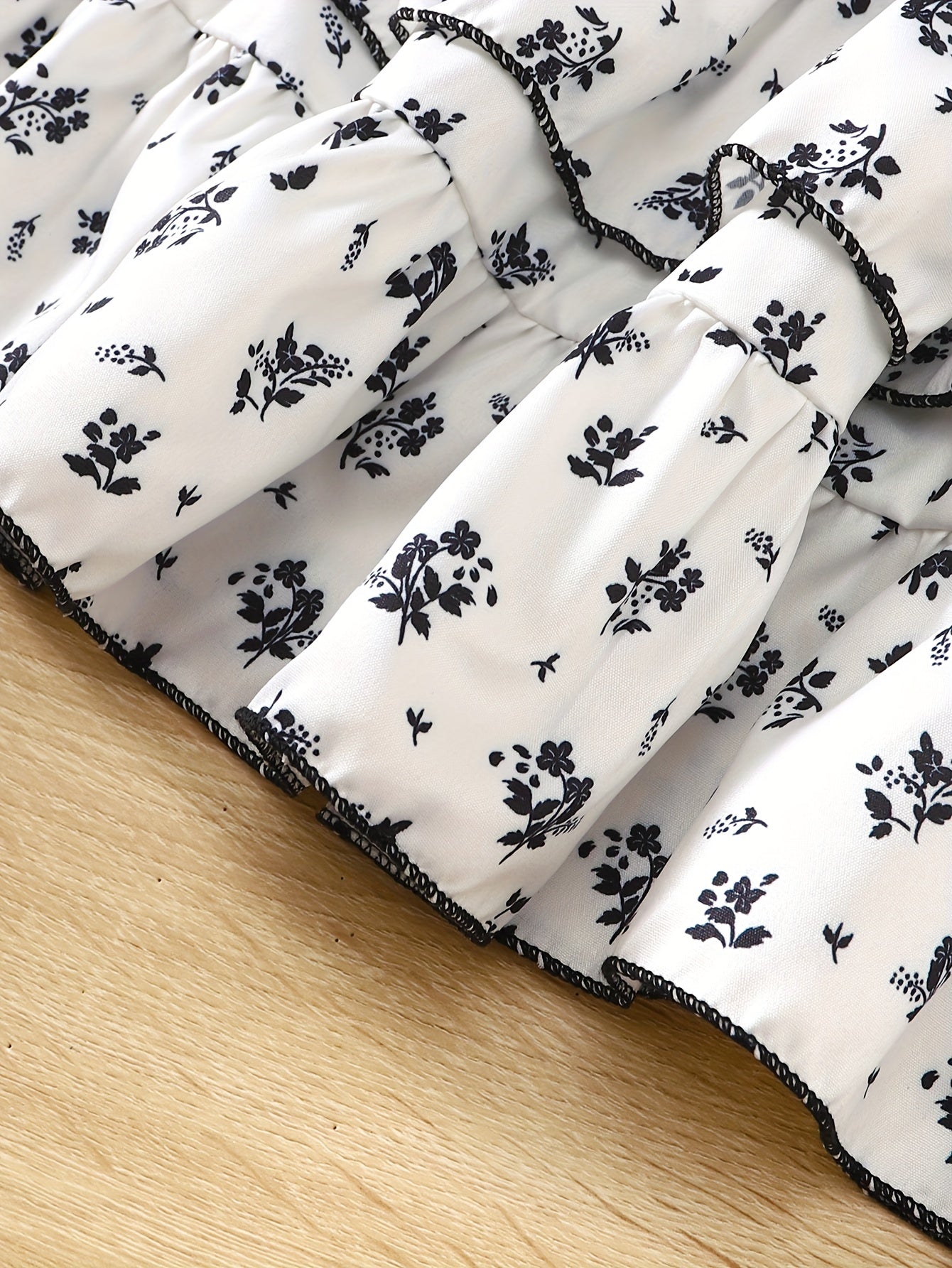 Girl's 2pcs Top & Floral Pattern Skirt Set Ruffle Decor Casual Kid's Clothes