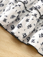 Girl's 2pcs Top & Floral Pattern Skirt Set Ruffle Decor Casual Kid's Clothes
