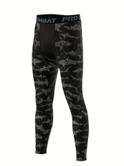 Shark Print Compression Leggings for Men - Quick Drying Base Layer Pants