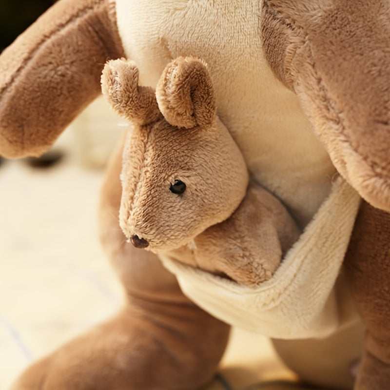 Cute Kangaroo Plush Doll with Expressive Eyes & Heart Shaped Face
