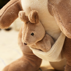 Cute Kangaroo Plush Doll with Expressive Eyes & Heart Shaped Face