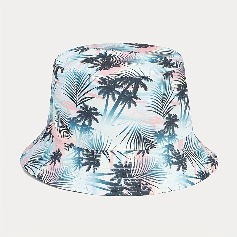 Coconut Tree Pattern Sunshade Bucket Hat for Outdoor Travel