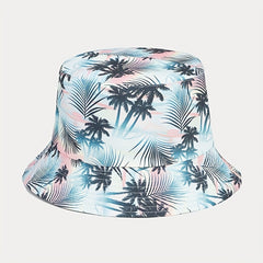Coconut Tree Pattern Sunshade Bucket Hat for Outdoor Travel