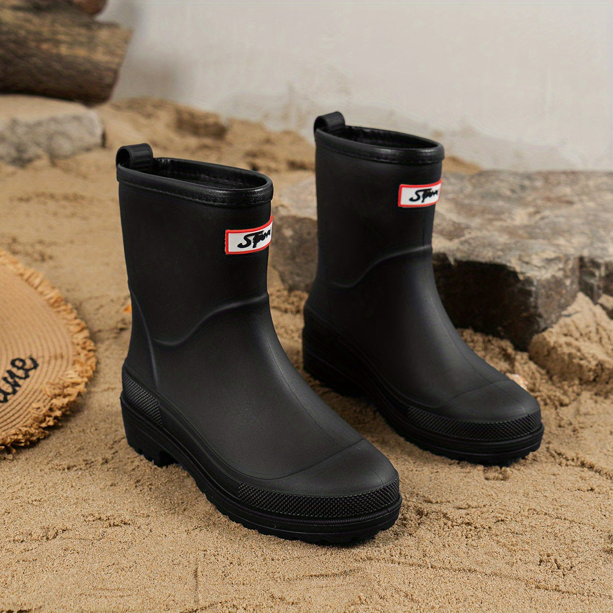 Women's Waterproof Non slip Medium Top Rain Boots Comfortable Solid Outdoor Rain