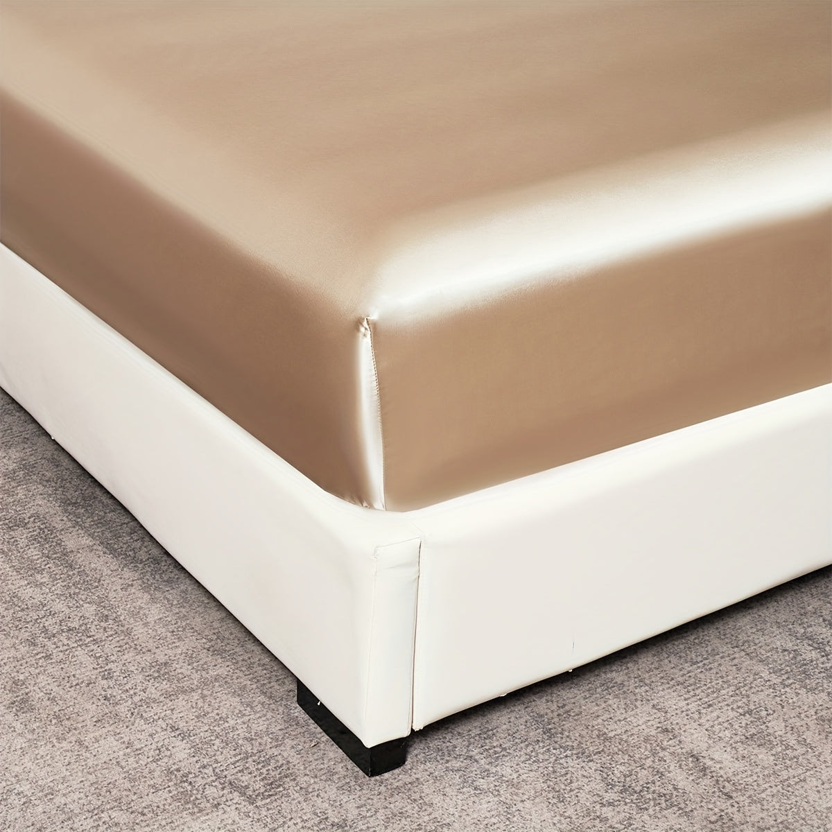 Soft Silky Satin Fitted Sheet for Bedroom, No Pillowcase