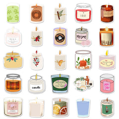 50pcs Scented Candles Fun Stickers Vinyl Decorative Bottles Hats Bicycles