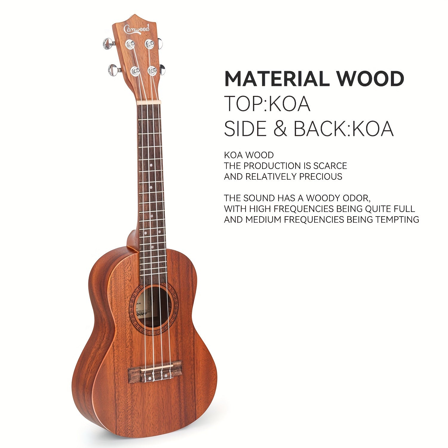 Camwood UKULELE Koa Wood 21 23 66 04 Cm Professional Beginners