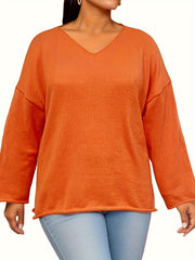  Solid V Neck Sweater Long Sleeve Pullover Jumper