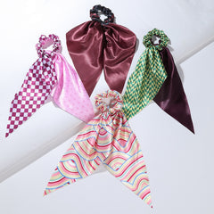 Anime Print Bowknot Hair Scarf Scrunchies Hair Tie Elastic Hair Ponytail