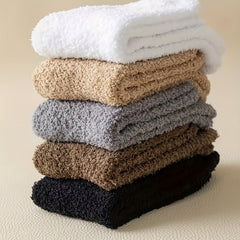 5 Pairs Men's Solid Crew Socks Breathable Plush Comfy Casual Unisex Socks