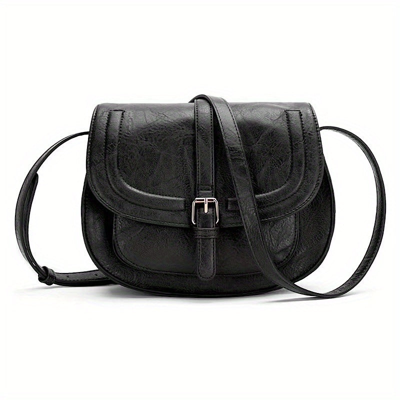 Vintage Flap Saddle Crossbody Bag Retro PU Leather Shoulder Bag