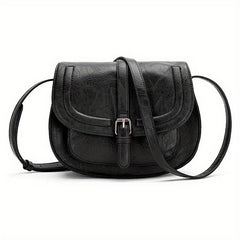 Vintage Flap Saddle Crossbody Bag Retro PU Leather Shoulder Bag