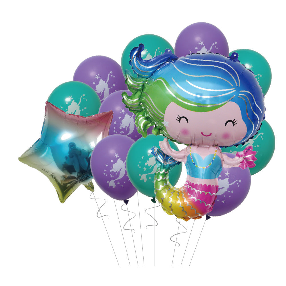 12pcs Ocean Theme Mermaid Balloons Set Party Decoration Birthday Decor