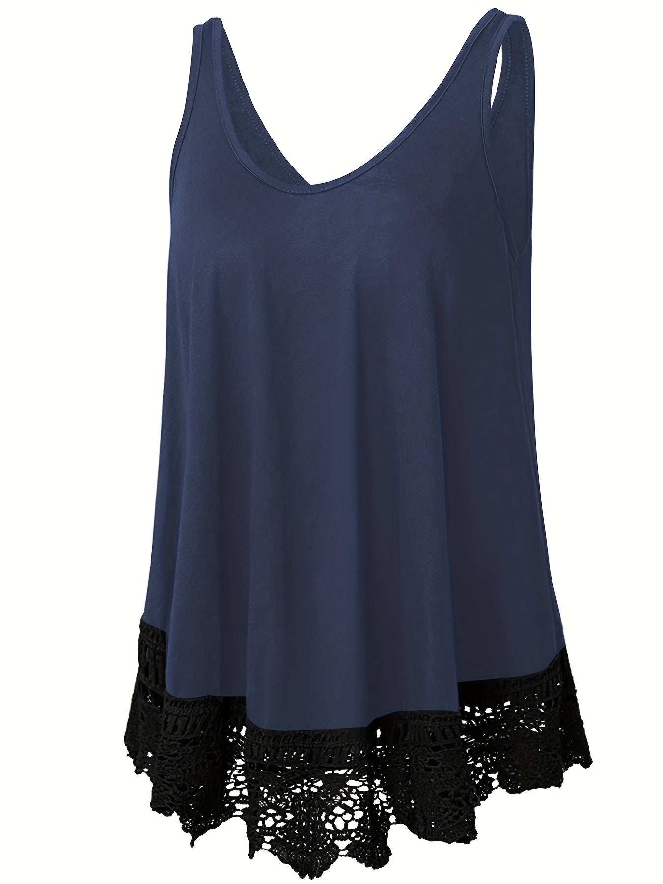  Solid Lace Trim Tank Top