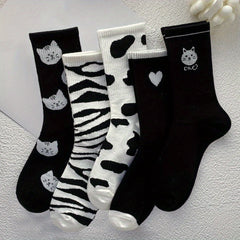 10 Pairs Cartoon Print Socks Women's Stockings