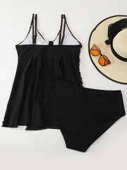  Leopard Print Lace Cami Tankini Set