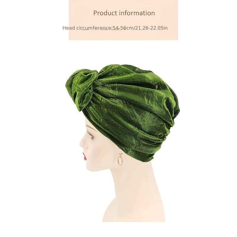 Bright Crinkle Turban Cap Solid Elastic Head Wrap Hijab Hat Ramadan Beanie Chemo