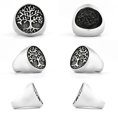 Lucky Tree Of Life Silvery Ring Men's Vintage Ring