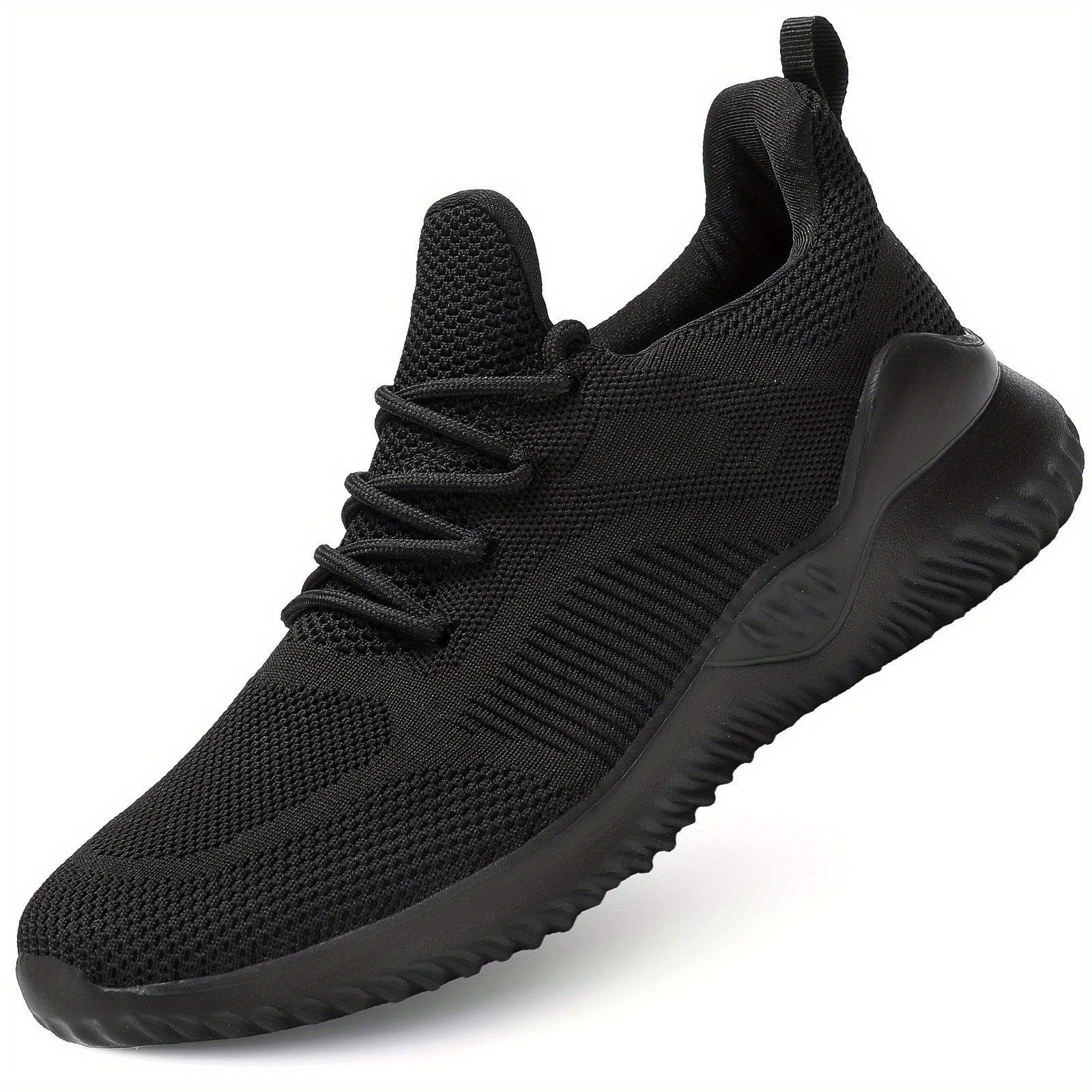 Men's Solid Running Shoes Breathable Woven Knit Sneakers