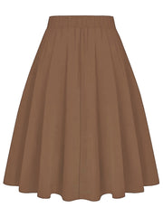  Casual Skirt Solid Elastic Bow Knot A-line Belted Skirt