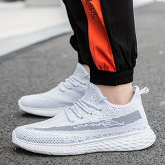  Men's Woven Knit Breathable Sneakers Non Slip Soft Sole Shoes