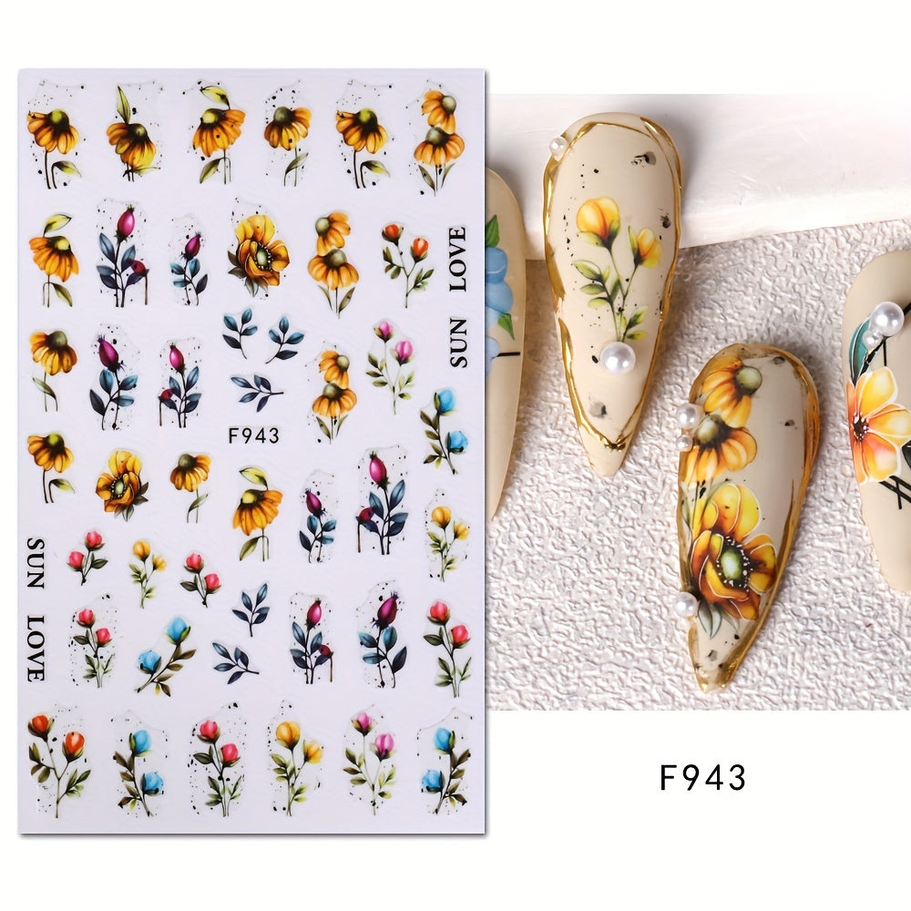 Flower Leaf Nail Art Stickers Self-adhesive Decorations