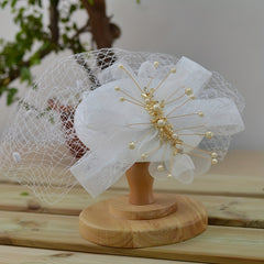 Faux Pearl Tassel Fascinator Lace Bowknot Derby Hat