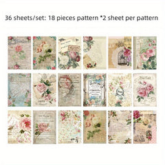 36 Sheets Retro Sweet Flowers Decoration Paper Variety Can Be Collaged