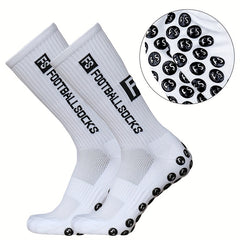 3 Pairs Breathable Soccer Socks, Letter Pattern, Non-slip, Mid-calf