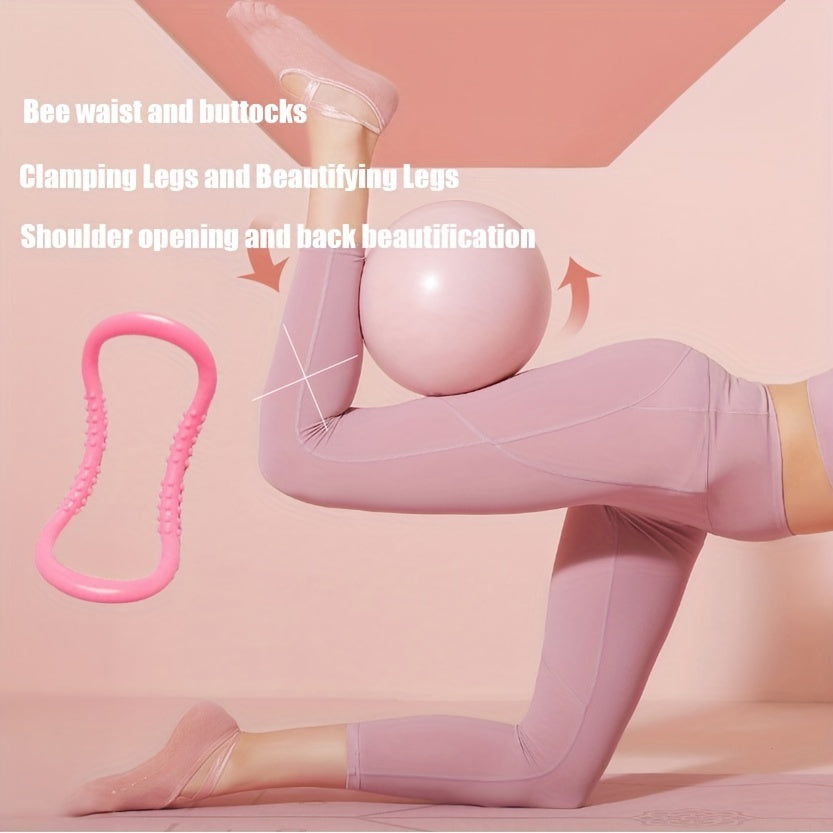 Pilates Mini Exercise Ball and Massage Stretch Ring Set for Workouts