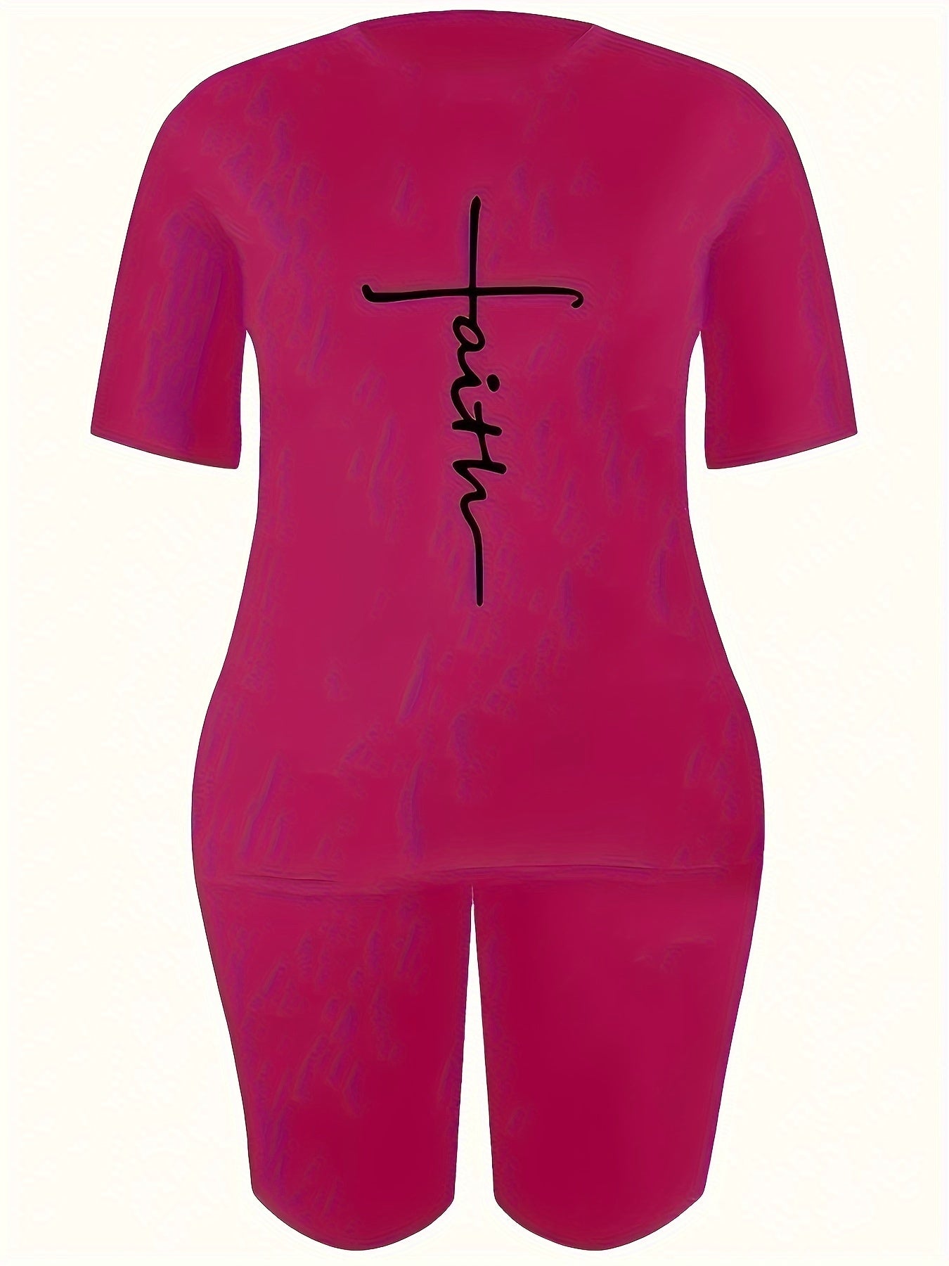 Women's Plus Size Cross Letter Print Lounge Set