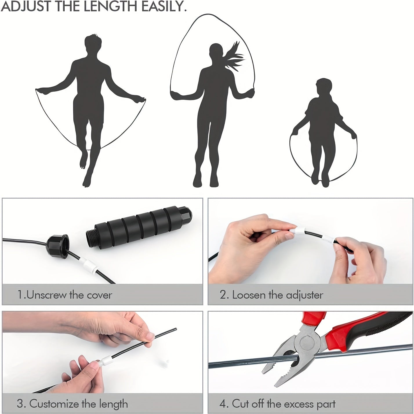 Adjustable Tangle Jump Rope for Rapid Speed Fitness Sports Gym & Weight Loss
