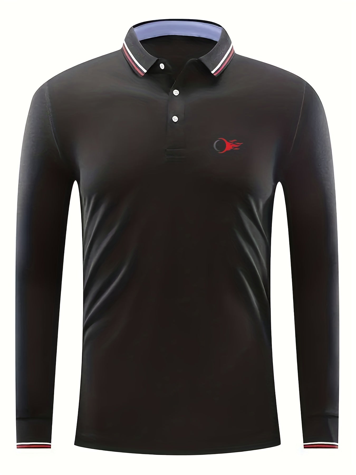 Men's Abstract Print Long Sleeve Polo Shirt Casual for Spring Fall