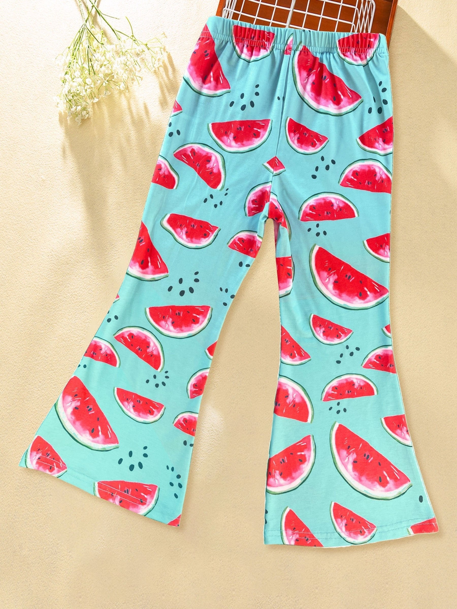 Watermelon Graphic Flare Leg Pants for Toddler Girls