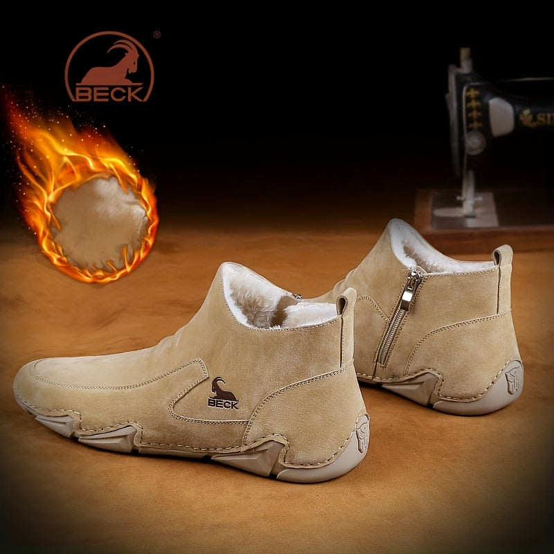 Men's Thermal Winter Shoes Boots Side Zipper Casual Walking Shoes