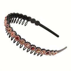 Wave Rhinestone Headband with Crystal Pearl Decoration