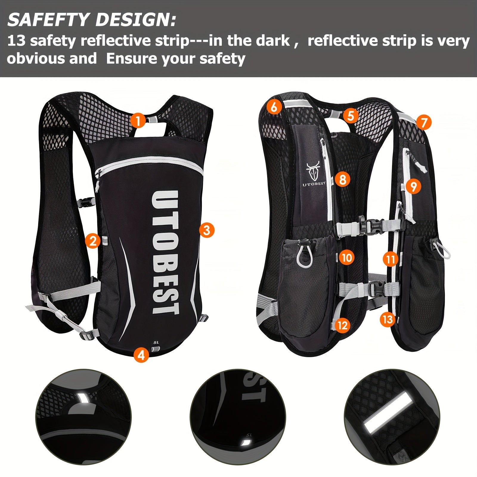 Foldable Water Bag Waistcoat Hydration Pack Lightweight Outdoor Backpack