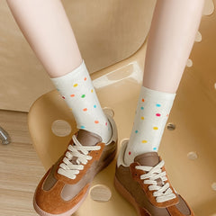3 Pairs Polka Dot & Stripe Print Socks Women's Stockings