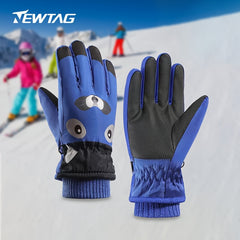 Kids Skiing Full Finger Gloves Warm Cartoon Design Winter Outdoor Activities