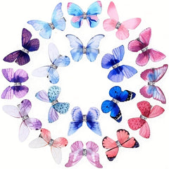 12pcs Glitter Butterfly Hair Clips Colorful Barrette