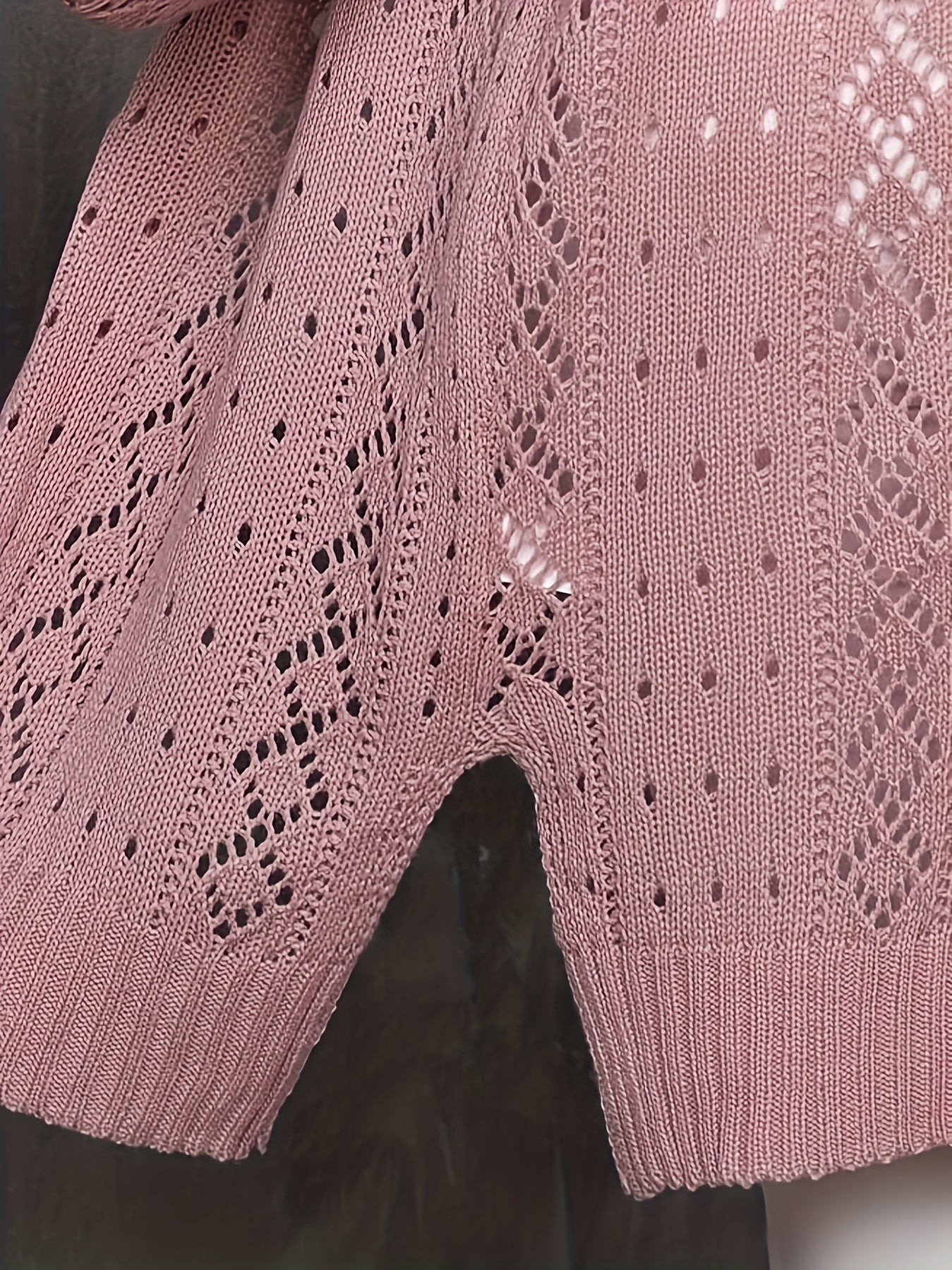  Hollow Out Long Sleeve Cardigan