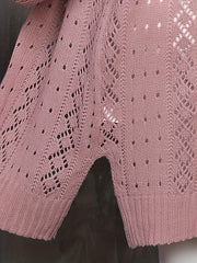  Hollow Out Long Sleeve Cardigan