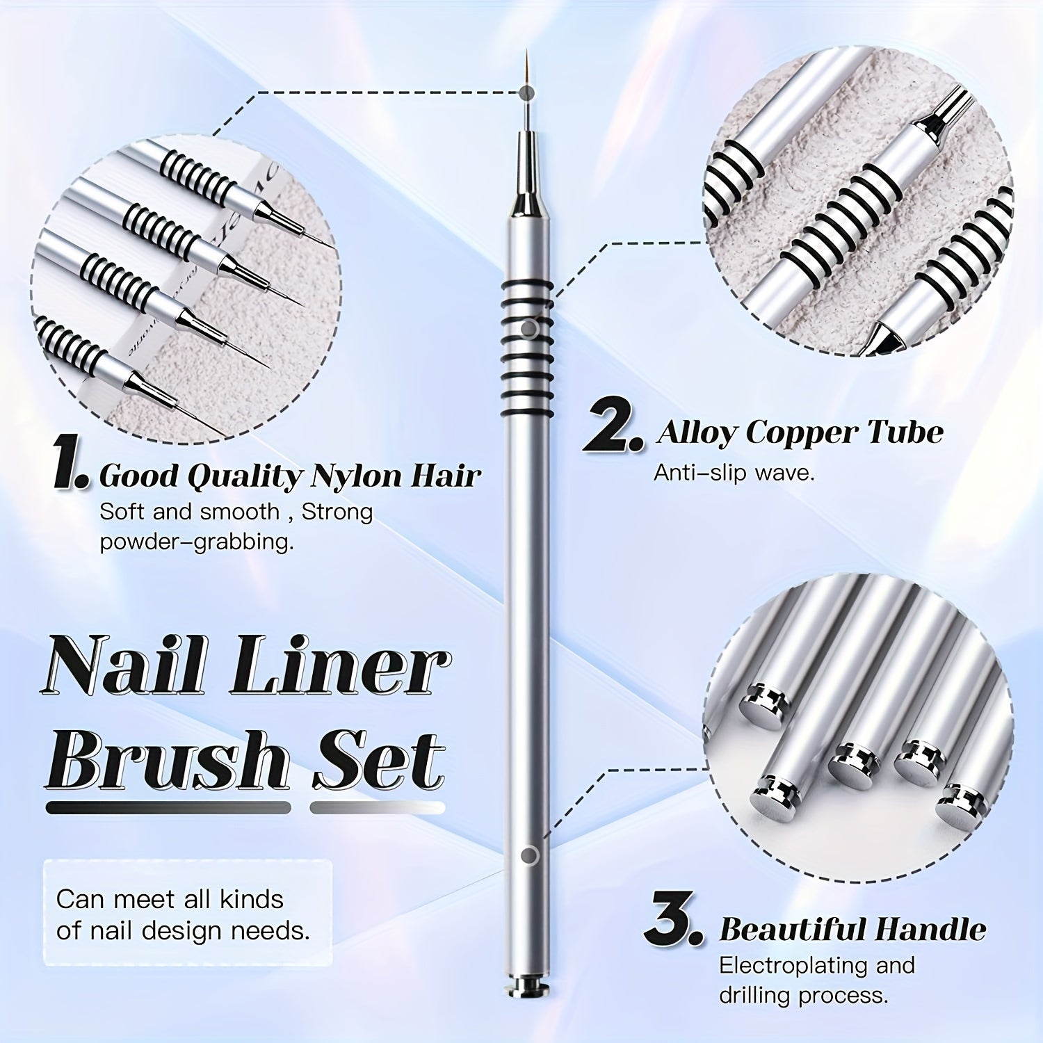 6pcs UV Gel Painting Brush Set Nail Art Christmas