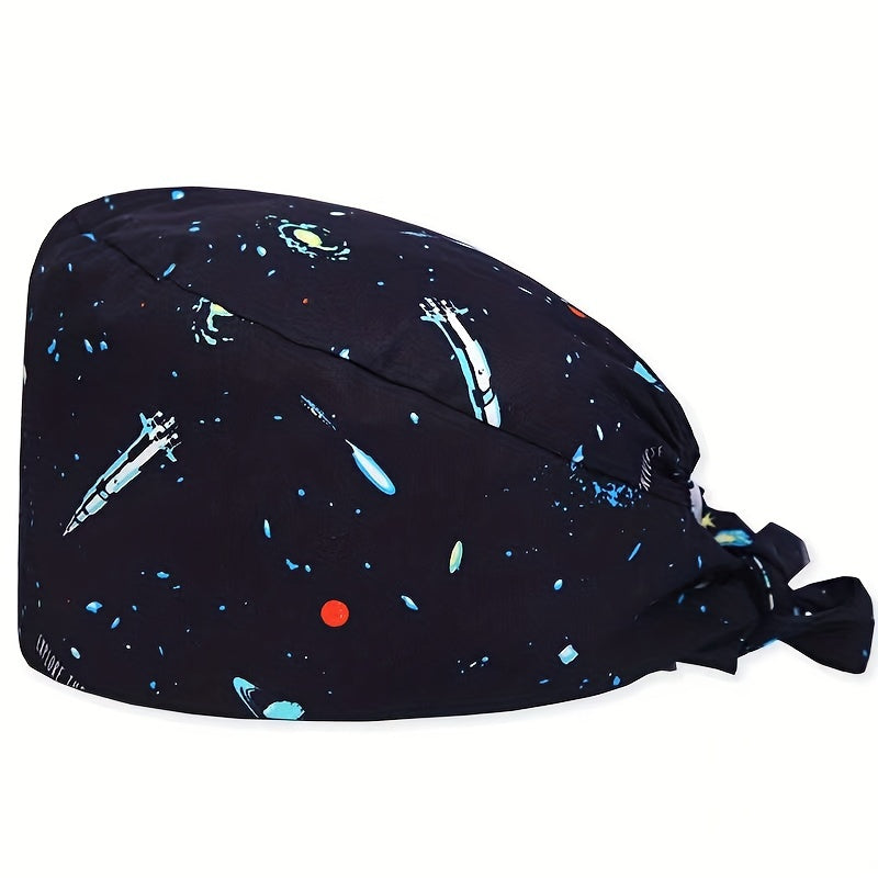 Cartoon Print Work Cap Adjustable Working Hat Cotton Surgical Caps